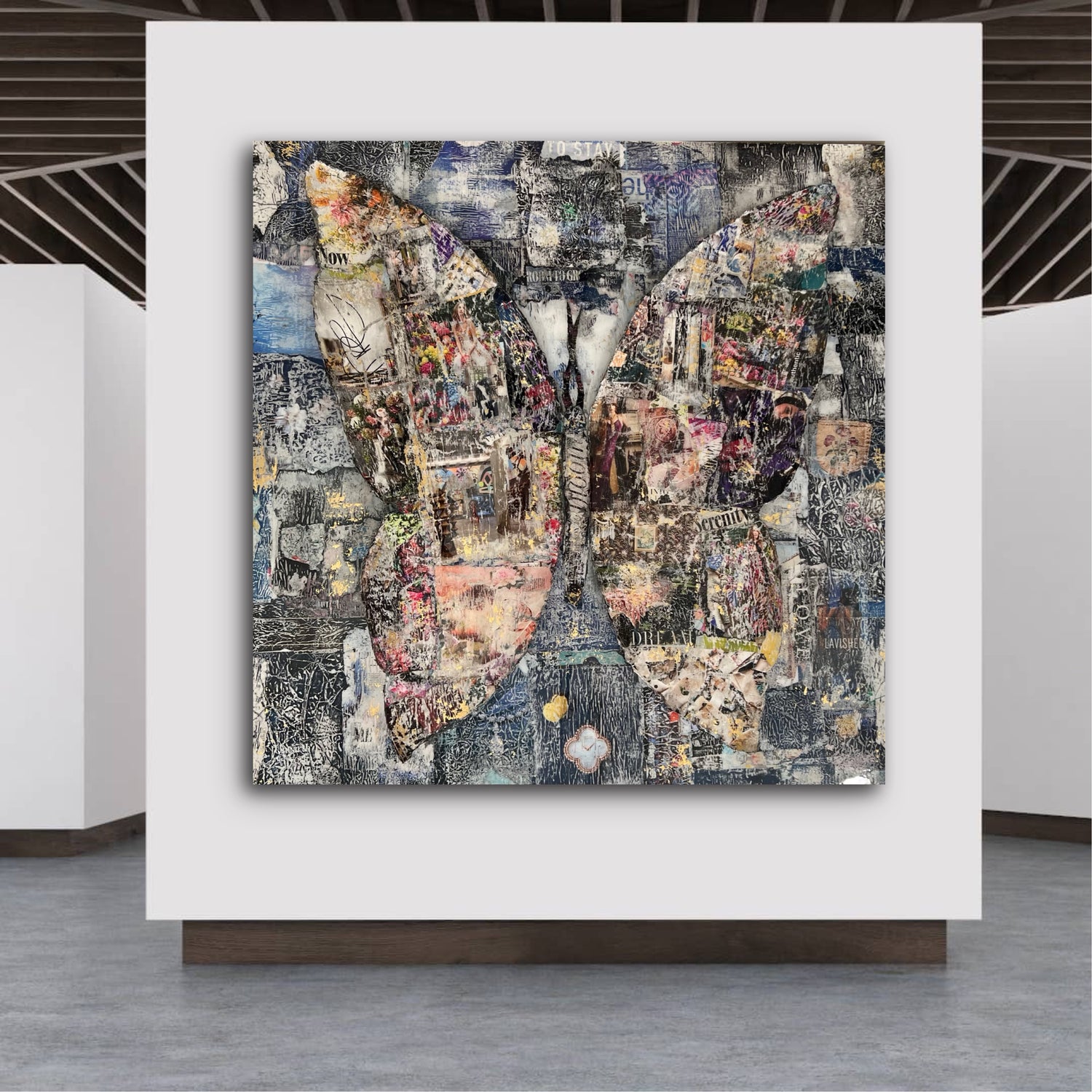 Luxury contemporary butterfly artwork symbolizing transformation and resilience by M Vigne Arts.