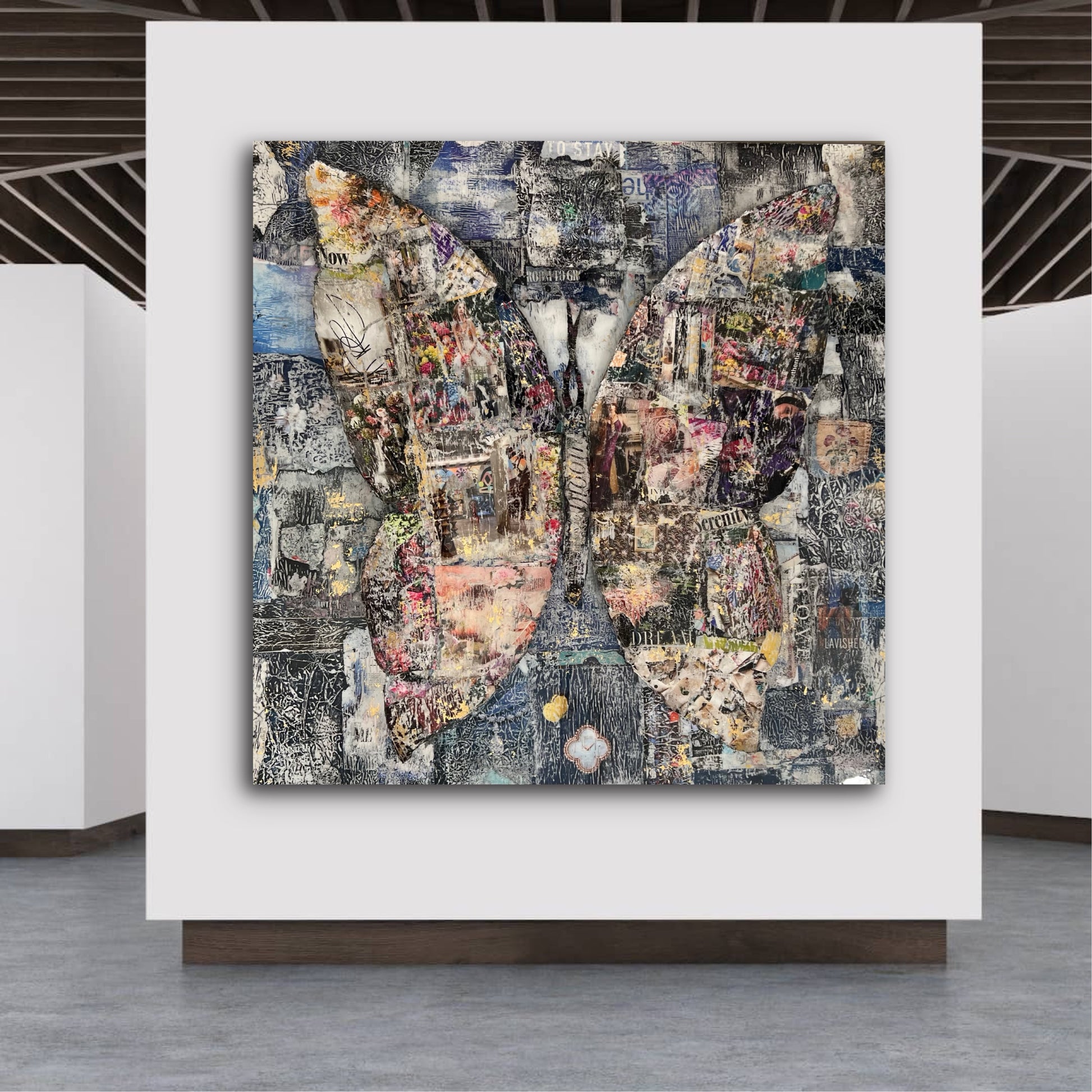 Luxury contemporary butterfly artwork symbolizing transformation and resilience by M Vigne Arts.