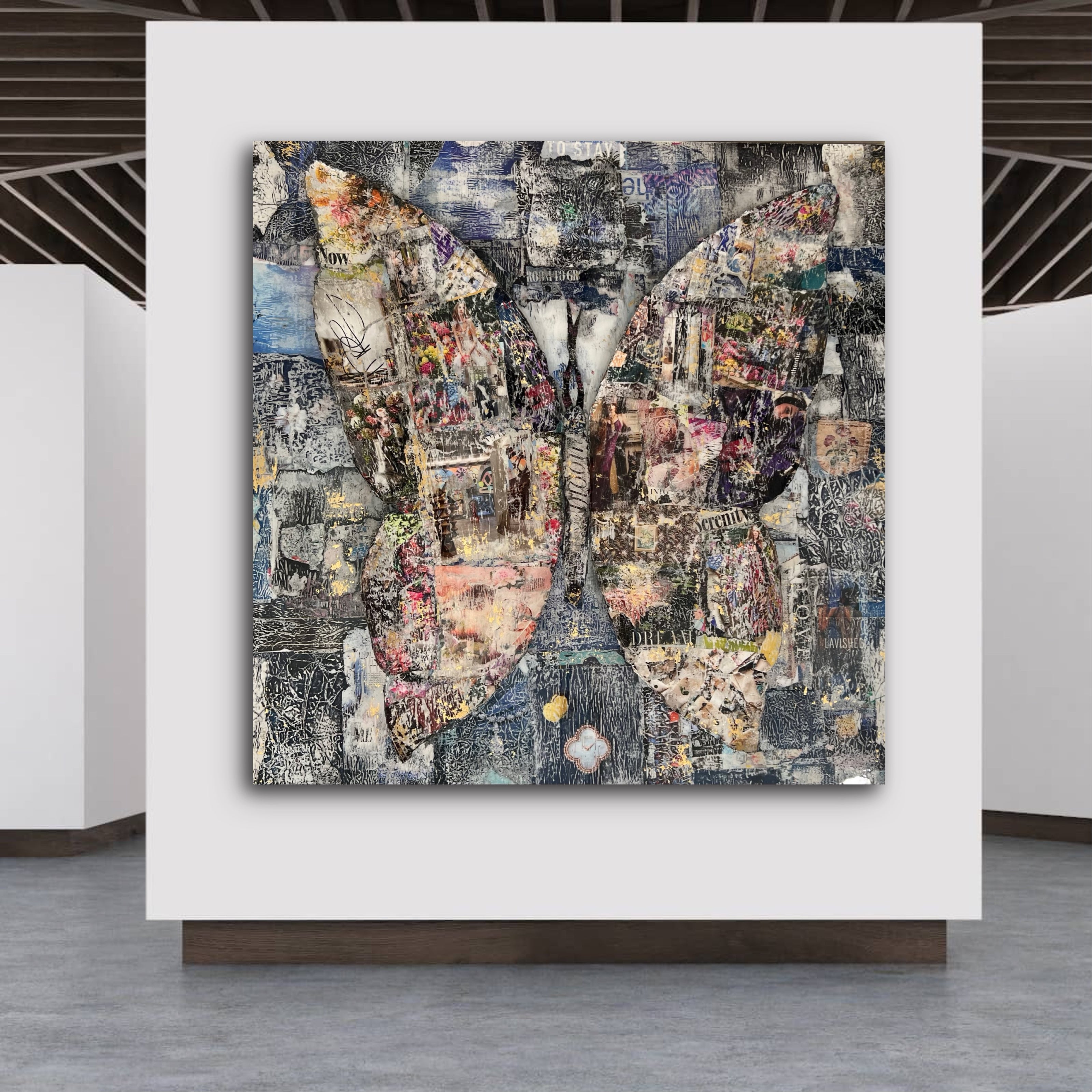 Luxury contemporary butterfly artwork symbolizing transformation and resilience by M Vigne Arts.
