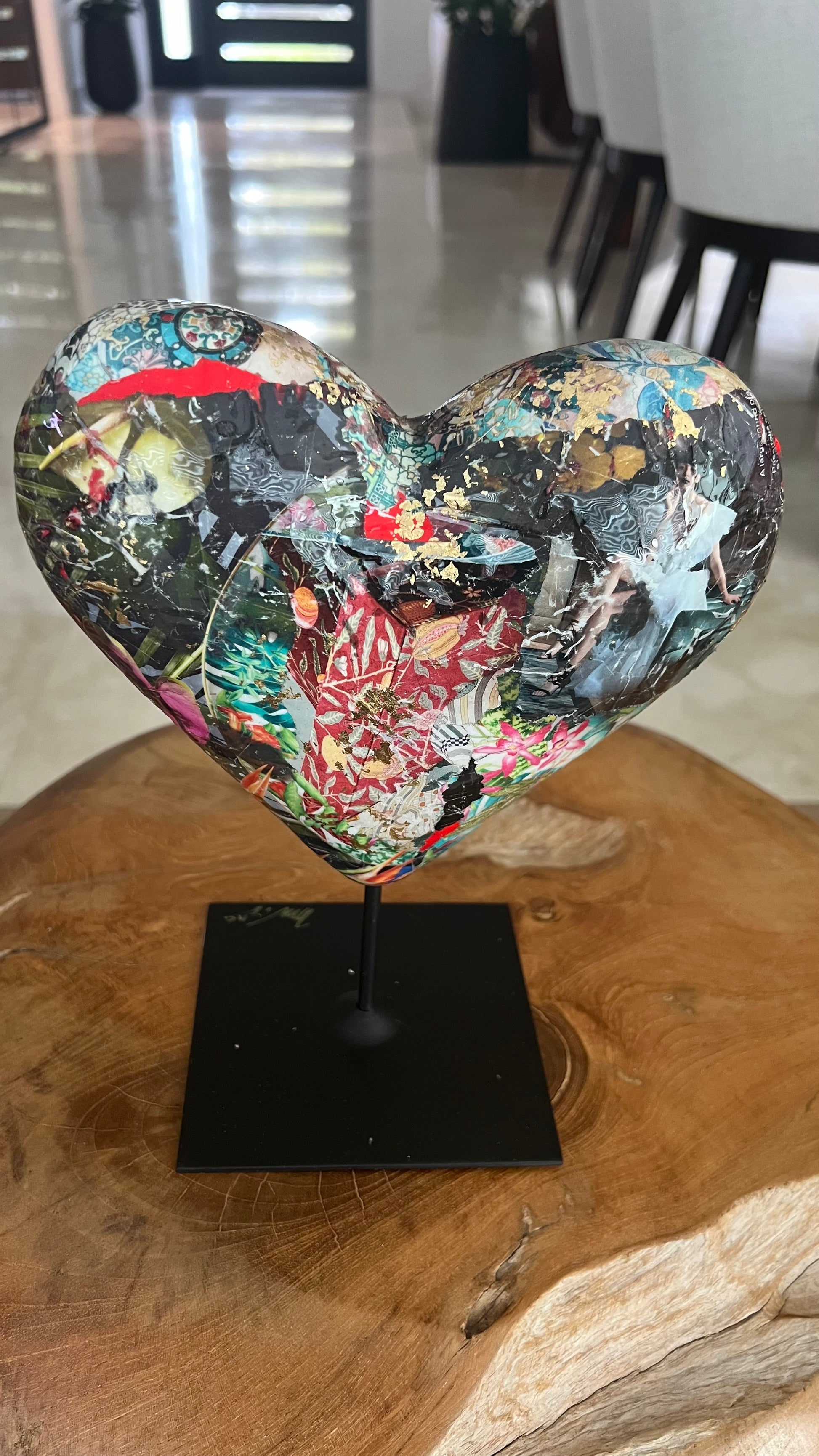mixed media collage heart mini sculpture